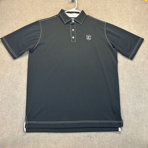 FootJoy Golf Polo Shirt Men XL Athletic Fit Black Contrast Stitch River Run Logo